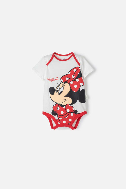 BODY DE MINNIE MOUSE MANGA CORTA MARFIL Y ROJO PARA BEBÉ NIÑA