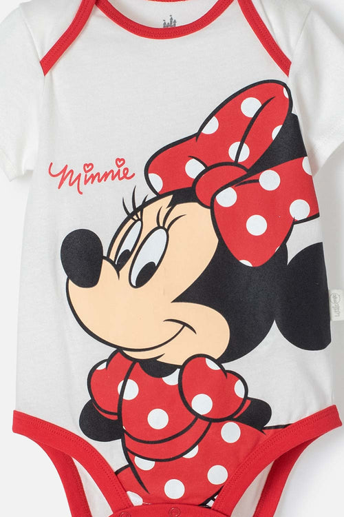 BODY DE MINNIE MOUSE MANGA CORTA MARFIL Y ROJO PARA BEBÉ NIÑA