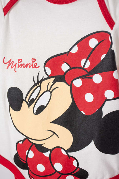 BODY DE MINNIE MOUSE MANGA CORTA MARFIL Y ROJO PARA BEBÉ NIÑA