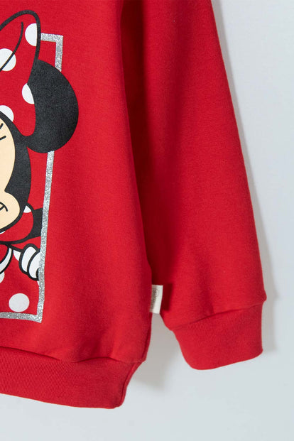 BUZO DE MINNIE MOUSE CERRADO ROJO PARA NIÑA 2T A 5T