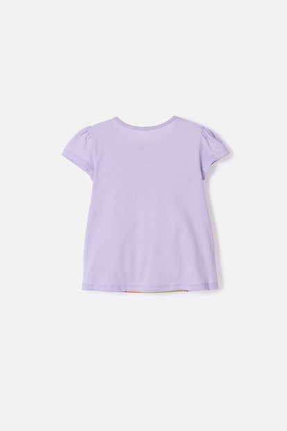 CAMISETA DE BLUEY LILA ESTAMPADA EN FRENTE PARA NIÑA 2T A 6T