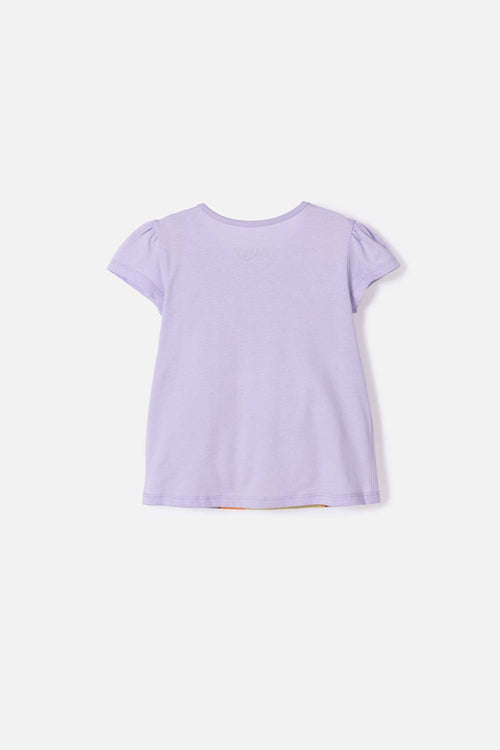 CAMISETA DE BLUEY LILA ESTAMPADA EN FRENTE PARA NIÑA 2T A 6T