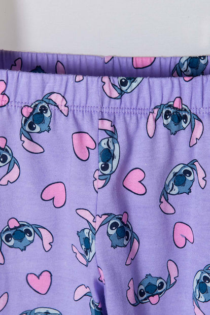 PIJAMA DE STITCH CON PANTALÓN BLANCO Y LILA PARA NIÑA 2T A 5T