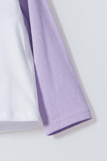 PIJAMA DE STITCH CON PANTALÓN BLANCO Y LILA PARA NIÑA 2T A 5T