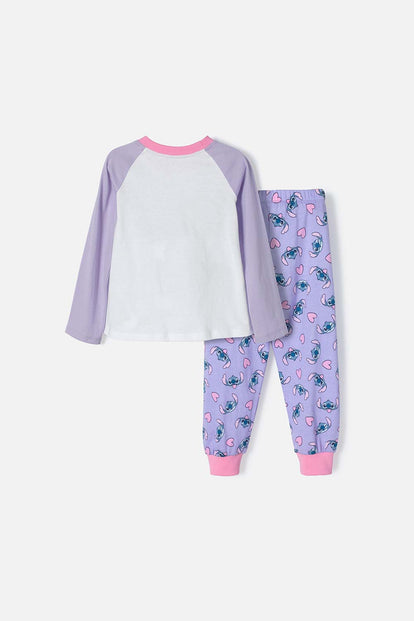 PIJAMA DE STITCH CON PANTALÓN BLANCO Y LILA PARA NIÑA 2T A 5T