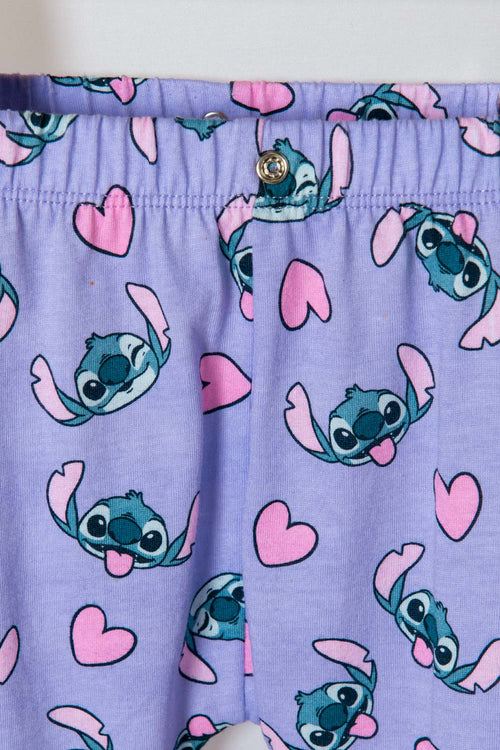 Card slide image -  PIJAMA DE STITCH CON PANTALÓN BLANCO Y LILA PARA BEBÉ NIÑA
