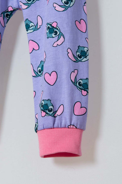 PIJAMA DE STITCH CON PANTALÓN BLANCO Y LILA PARA BEBÉ NIÑA
