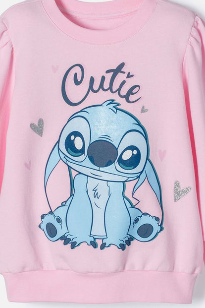 BUZO DE STITCH ROSADO CLARO CERRADO PARA NIÑA 2T A 5T