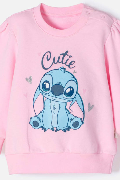 CONJUNTO DE STITCH CON PANTALÓN ROSADO Y AZUL PARA BEBÉ NIÑA