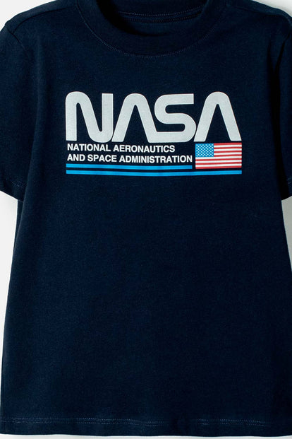 CAMISETA NASA MANGA CORTA AZUL OSCURO PARA NIÑO 2T A 5T