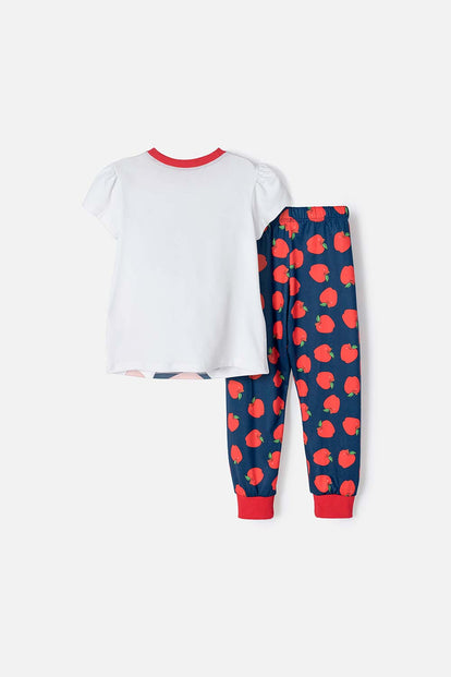 PIJAMA DE BLANCANIEVES BLANCA Y AZUL DE PANTALÓN LARGO PARA NIÑA 2T A 5T