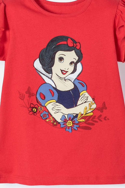 CAMISETA DE BLANCANIEVES ROJA CON BOLERO EN MANGA PARA NIÑA 2T A 5T