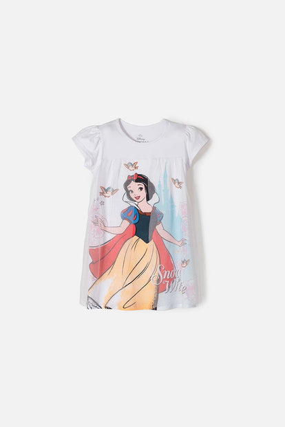 PIJAMA DE BLANCANIEVES BLANCA TIPO BATOLA PARA NIÑA 2T A 5T