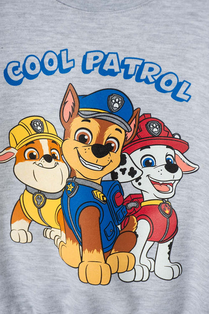 CONJUNTO DE PAW PATROL ROJO Y GRIS JASPE PARA NIÑO 2T A 6T