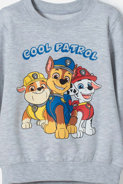CONJUNTO DE PAW PATROL ROJO Y GRIS JASPE PARA NIÑO 2T A 6T