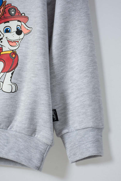 CONJUNTO DE PAW PATROL ROJO Y GRIS JASPE PARA NIÑO 2T A 6T