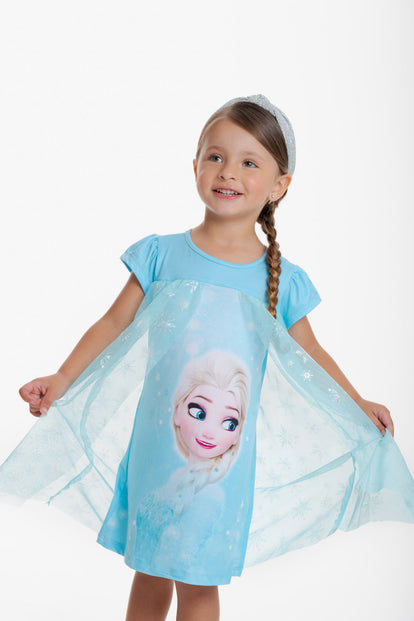 PIJAMA DE FROZEN TIPO BATOLA AZUL PARA NIÑA 2T A 5T