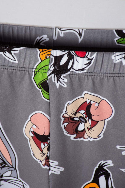 PIJAMA DE LOS LOONEY TUNES BLANCA Y GRIS MANGA LARGA PARA NIÑO 2T A 5T