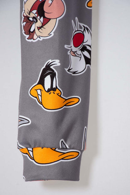 PIJAMA DE LOS LOONEY TUNES BLANCA Y GRIS MANGA LARGA PARA BEBÉ NIÑO