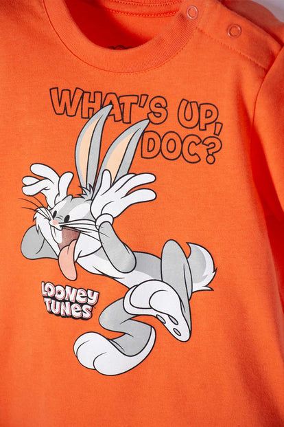 CONJUNTO DE LOS LOONEY TUNES CAQUI Y NARANJA PARA BEBÉ NIÑO