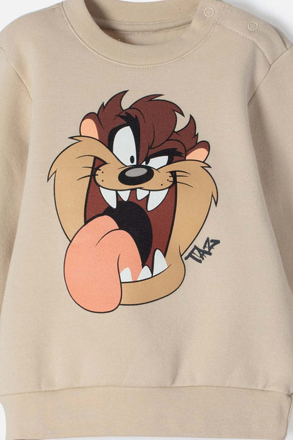 BUZO LOONEY TUNES CERRADO CAQUI PARA BEBÉ NIÑO