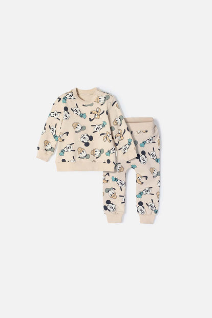 CONJUNTO DE MICKEY MOUSE CAQUI PARA BEBÉ NIÑO