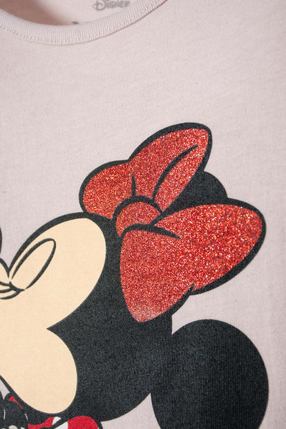CAMISETA DE MINNIE MOUSE MANGA CORTA ROSADO PARA NIÑA 2T A 5T