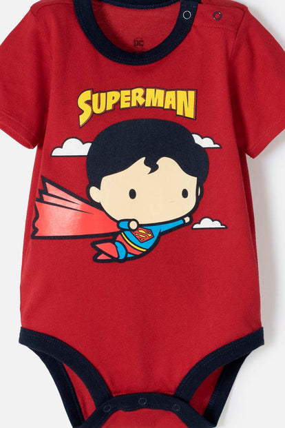 BODY DE SUPERMAN MANGA CORTA ROJO PARA BEBÉ NIÑO