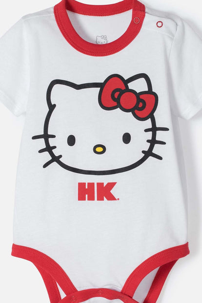 BODY DE HELLO KITTY MANGA CORTA BLANCO PARA BEBÉ NIÑA