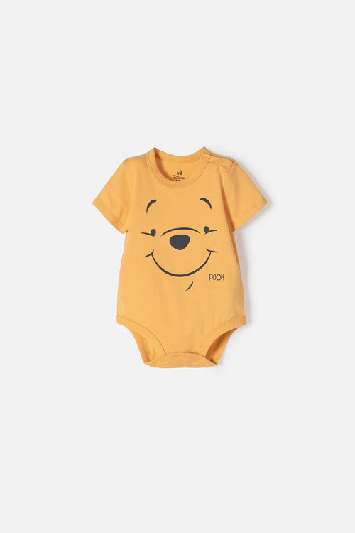BODY DE WINNIE THE POOH MANGA CORTA MOSTAZA PARA BEBÉ NIÑA