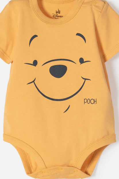 BODY DE WINNIE THE POOH MANGA CORTA MOSTAZA PARA BEBÉ NIÑA