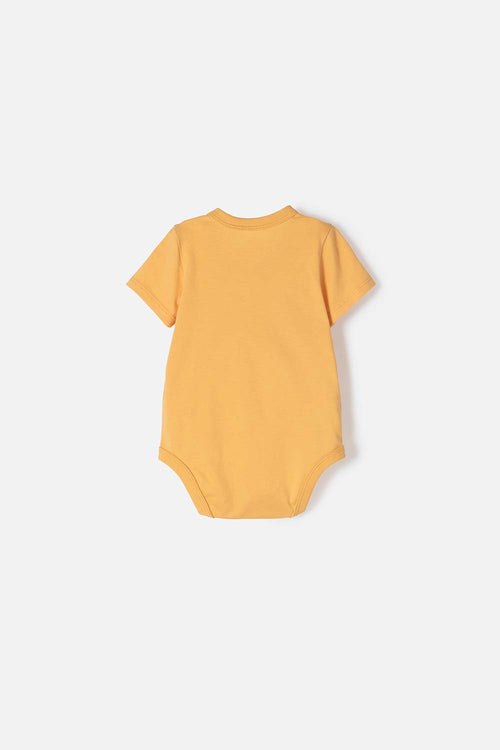 BODY DE WINNIE THE POOH MANGA CORTA MOSTAZA PARA BEBÉ NIÑA