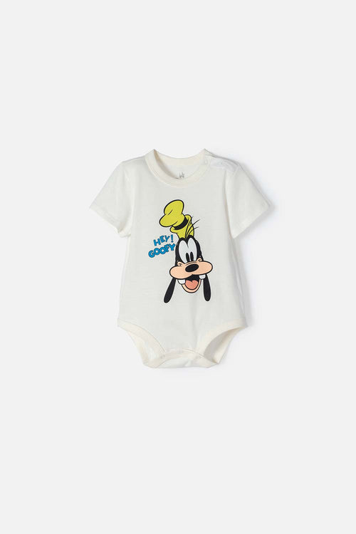 BODY DE GOOFY MARFIL CON AJUSTE EN ENTREPIERNA PARA BEBÉ NIÑO