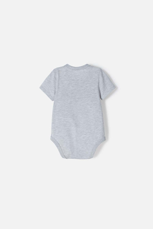 BODY DE MICKEY MOUSE GRIS JASPE ESTAMPADO EN FRENTE PARA BEBÉ NIÑO