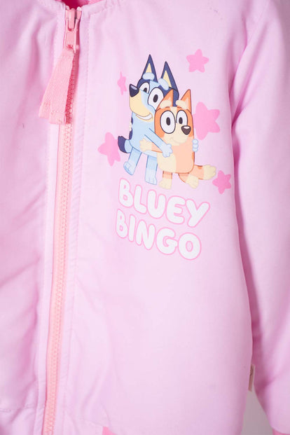 CHAQUETA DE BLUEY ROSADA CON CIERRE AJUSTABLE EN FRENTE PARA NIÑA 2T A 6T