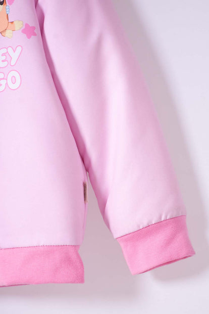 CHAQUETA DE BLUEY ROSADA CON CIERRE AJUSTABLE EN FRENTE PARA NIÑA 2T A 6T