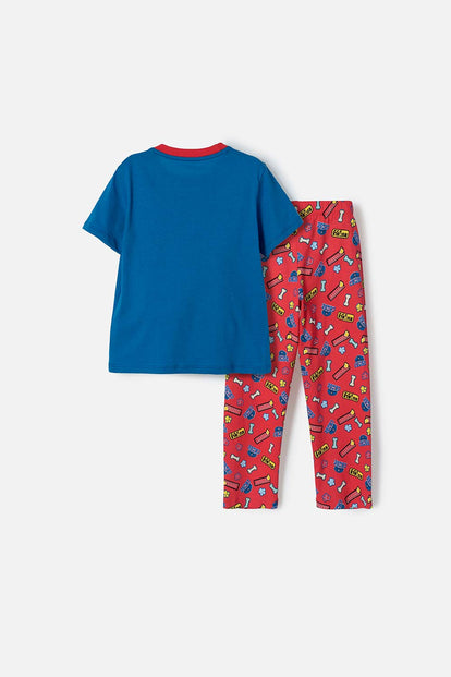 PIJAMA DE PAW PATROL CON PANTALÓN LARGO AZUL Y ROJO PARA NIÑO 2T A 6T