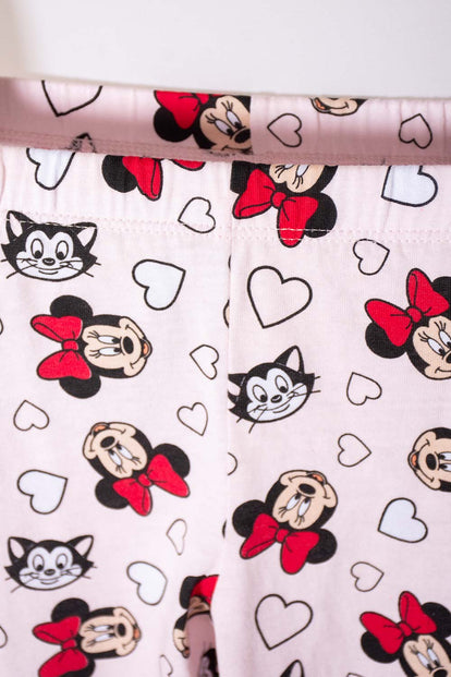 PIJAMA DE MINNIE MOUSE MANGA CORTA ROSA Y ROJO PARA NIÑA 2T A 5T