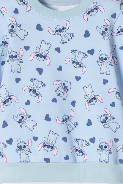 CONJUNTO DE STITCH PANTALÓN LARGO AZUL PARA NIÑA 2T A 5T