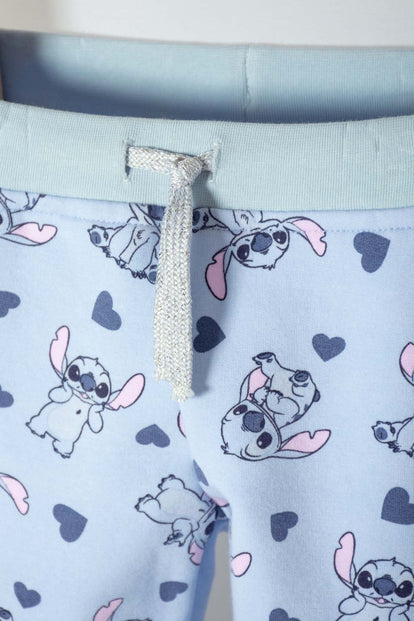 CONJUNTO DE STITCH PANTALÓN LARGO AZUL PARA NIÑA 2T A 5T