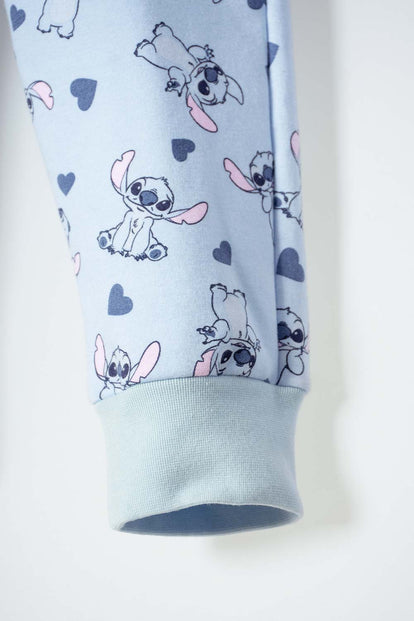 CONJUNTO DE STITCH PANTALÓN LARGO AZUL PARA NIÑA 2T A 5T