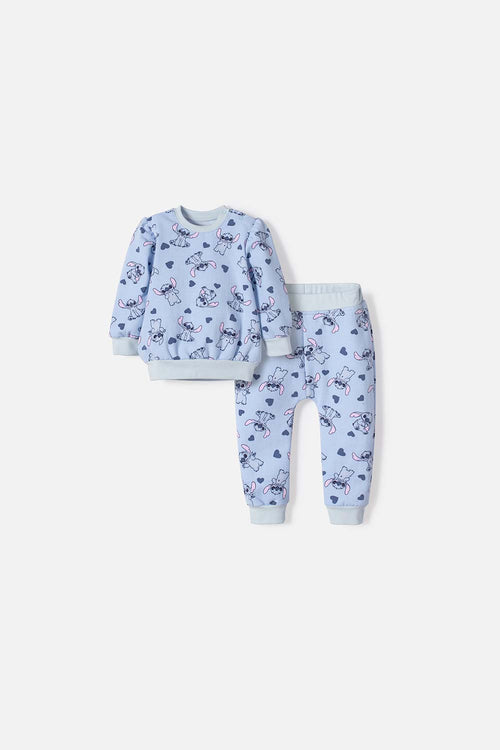 CONJUNTO DE STITCH PANTALÓN LARGO AZUL CIELO PARA BEBÉ NIÑA