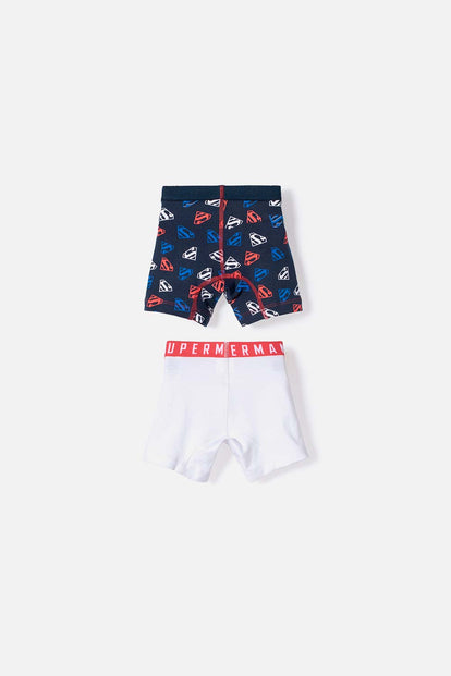 PACK X2 BOXER DE SUPERMAN AZUL Y BLANCO PARA NIÑO 2T A 5T