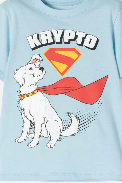 CAMISETA DE SUPERMAN MANGA CORTA AZUL PARA NIÑO 2T A 5T