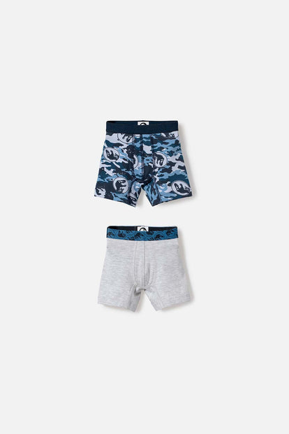 PACK X2 BOXER DE JURASSIC WORLD AZUL Y GRIS PARA NIÑO 2T A 5T