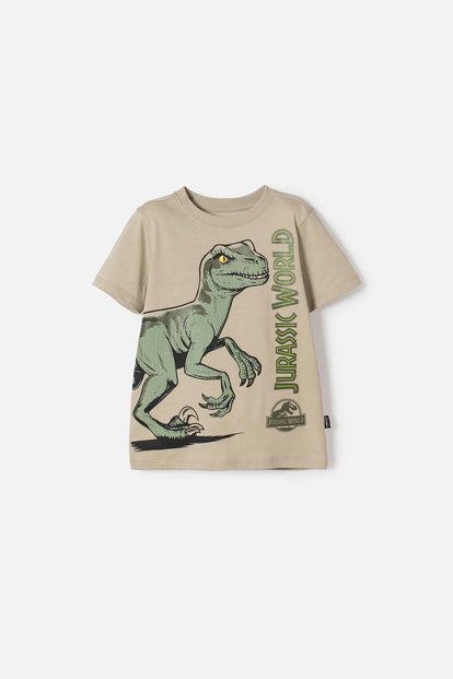 CAMISETA DE JURASSIC WORLD VERDE ESTAMPADA EN FRENTE PARA NIÑO 2T A 5T
