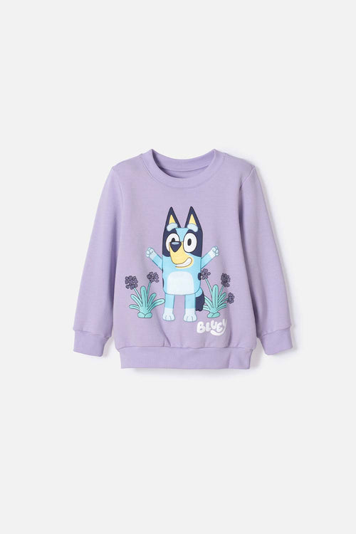 BUZO DE BLUEY LILA DE DISEÑO CERRADO PARA NIÑA 2T A 6T