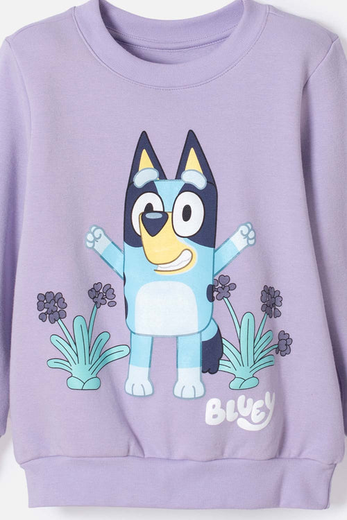 BUZO DE BLUEY LILA DE DISEÑO CERRADO PARA NIÑA 2T A 6T