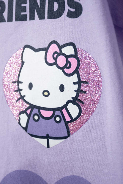 CAMISETA DE HELLO KITTY AND FRIENDS LILA PARA NIÑA 2T A 5T