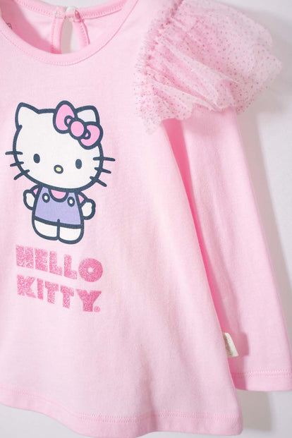 CAMISETA DE HELLO KITTY ROSADA MANGA LARGA PARA BEBÉ NIÑA